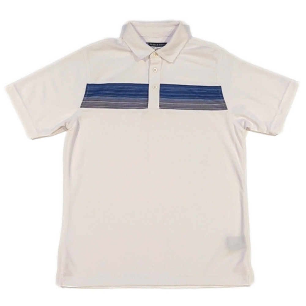 Pebble Beach White Chest Stripes Polo Shirt